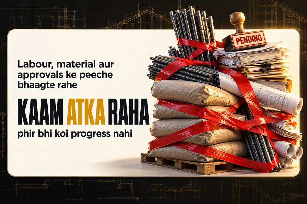 Labour material aur approvals ke peeche bhaagte rahe, kaam atka raha