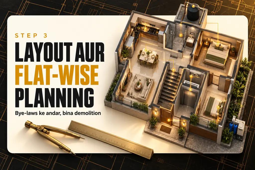 Step 3: Layout aur flat-wise planning