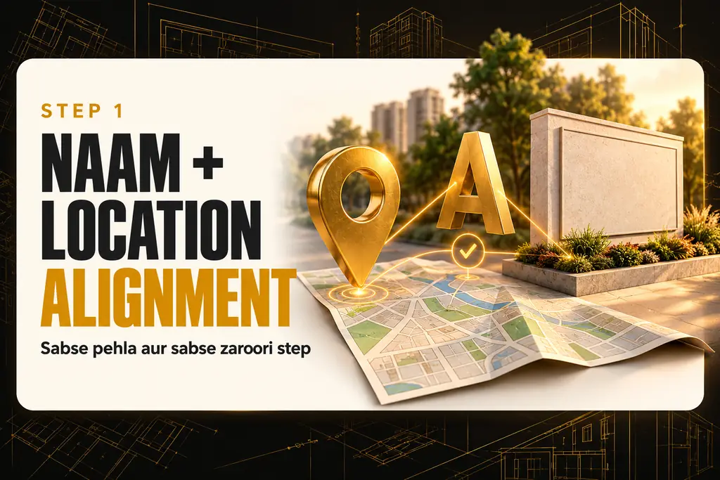 Step 1: Naam + location alignment, sabse pehla aur sabse zaroori step